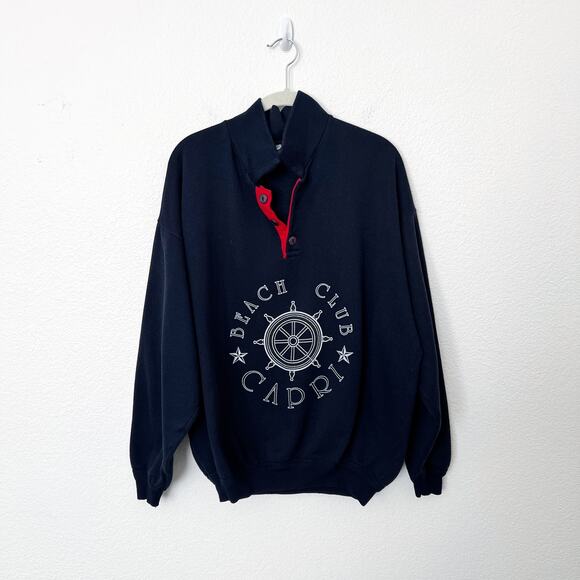 [Vintage] Navy Capri Beach Club Graphic Print Oversized Sweatshirt Size Medium M - Picture 9 of 12